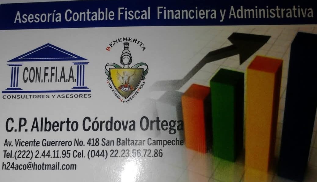 Tarjeta original de CON.FFI.A.A del C.P. Alberto Córdova Ortega